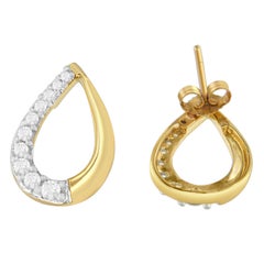 14K Yellow Gold 1/2 Carat Round-Cut Diamond Earrings