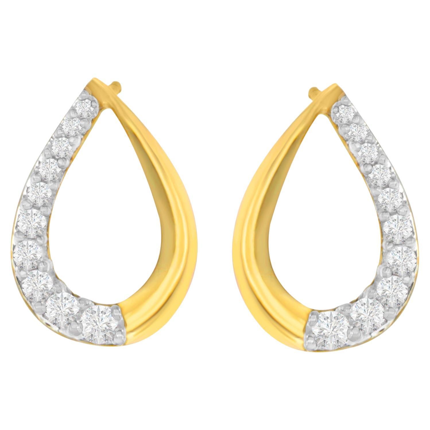 Round Cut Diamond C-Hoop Earrings