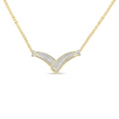 14k Yellow Gold 1/2 ct. TDW Diamond V-Shape Pendant Necklace 'I-J, I1-I2'