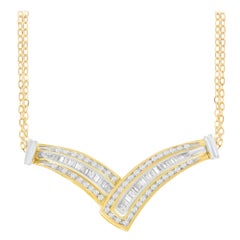 14k Yellow Gold 1/2 ct. TDW Diamond V-Shape Pendant Necklace 'I-J, I1-I2'