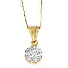 14K Yellow Gold 1/2 Ct TDW Round Cut Diamond Circle Pendant Necklace 'H-I, I1-I2'