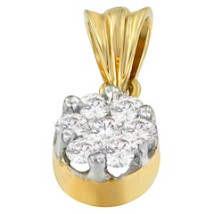 14K Gelbgold 1/2 Karat TDW Rundschliff Diamant-Halskette mit Kreis-Anhänger 'H-I, I1-I2'