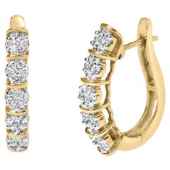 Orecchini a cerchio in oro giallo 14k con diamante da 1/2 carato