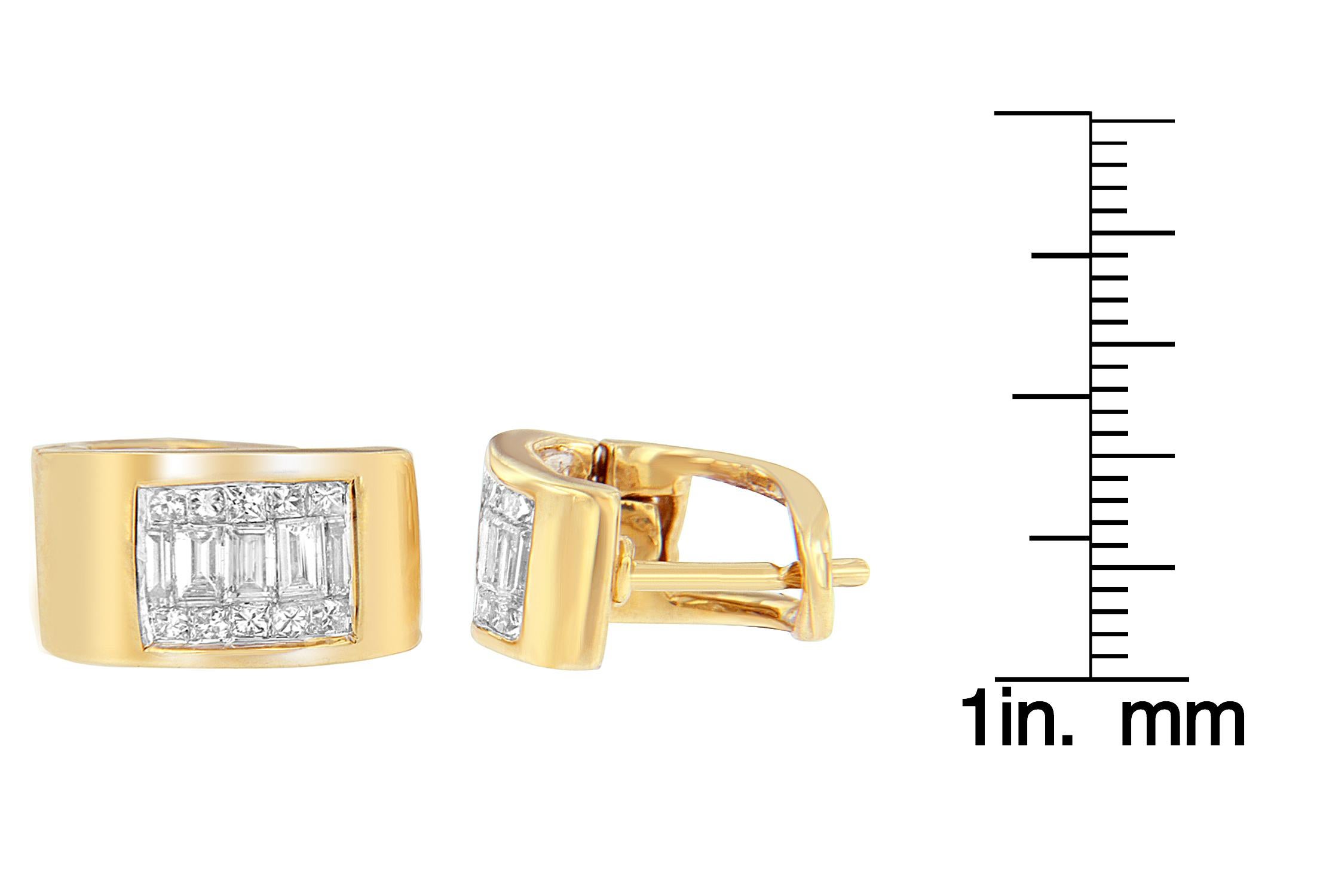 Taglio baguette Orecchini con diamanti in oro giallo 14K da 1/2 cttw (H. H., VS2-SI1) in vendita
