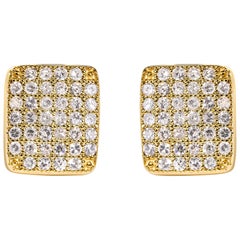 Broche de oro amarillo de 14 quilates con forma de racimo compuesto de diamantes cuadrados de 1/2 qt  Pendientes