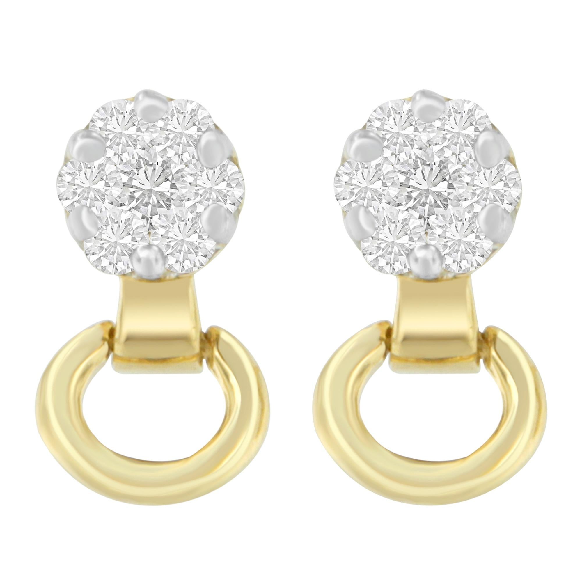 Clous d'oreilles en or jaune 14 carats avec diamants 1/2 carat (I-J, SI1-SI2)