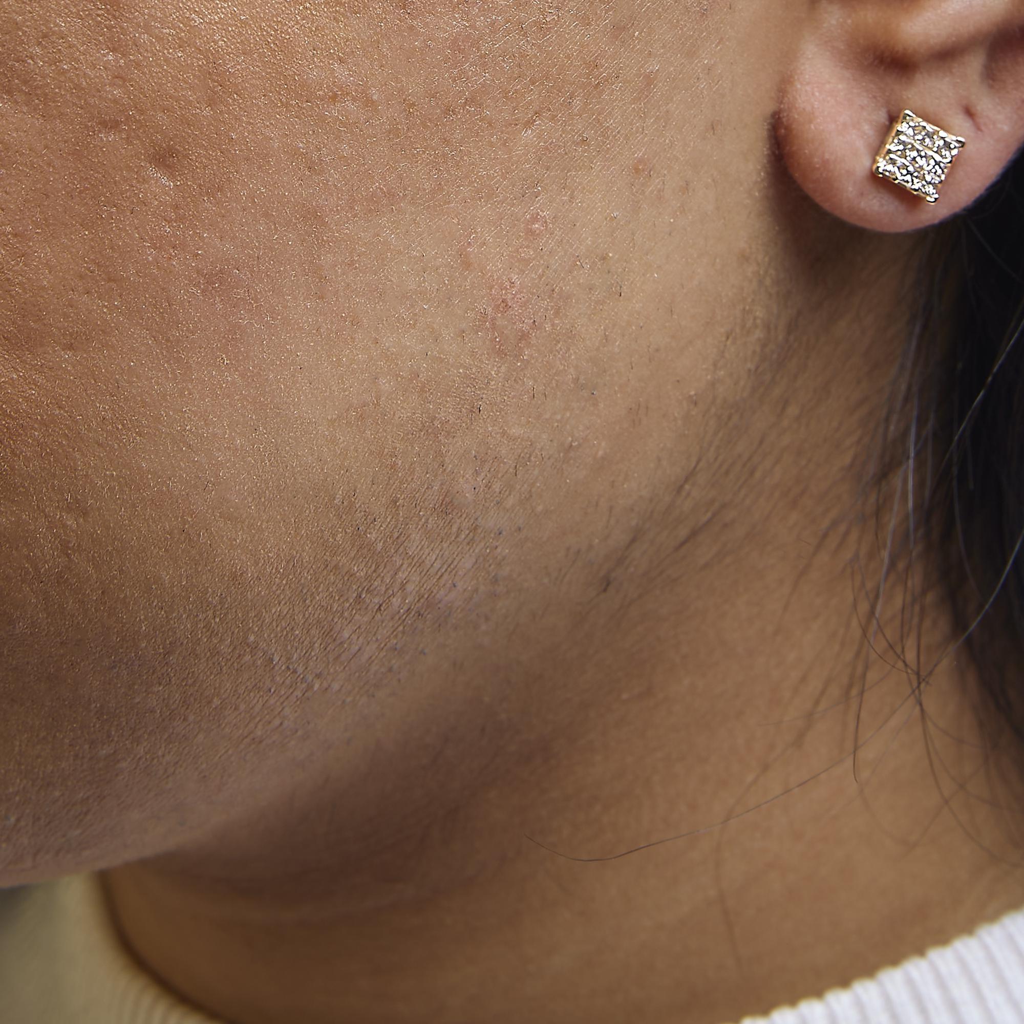 Boucles d'oreilles carrées à 9 pierres en or jaune 14K avec 1/2 Cttw de diamant taille princesse Neuf - En vente à New York, NY