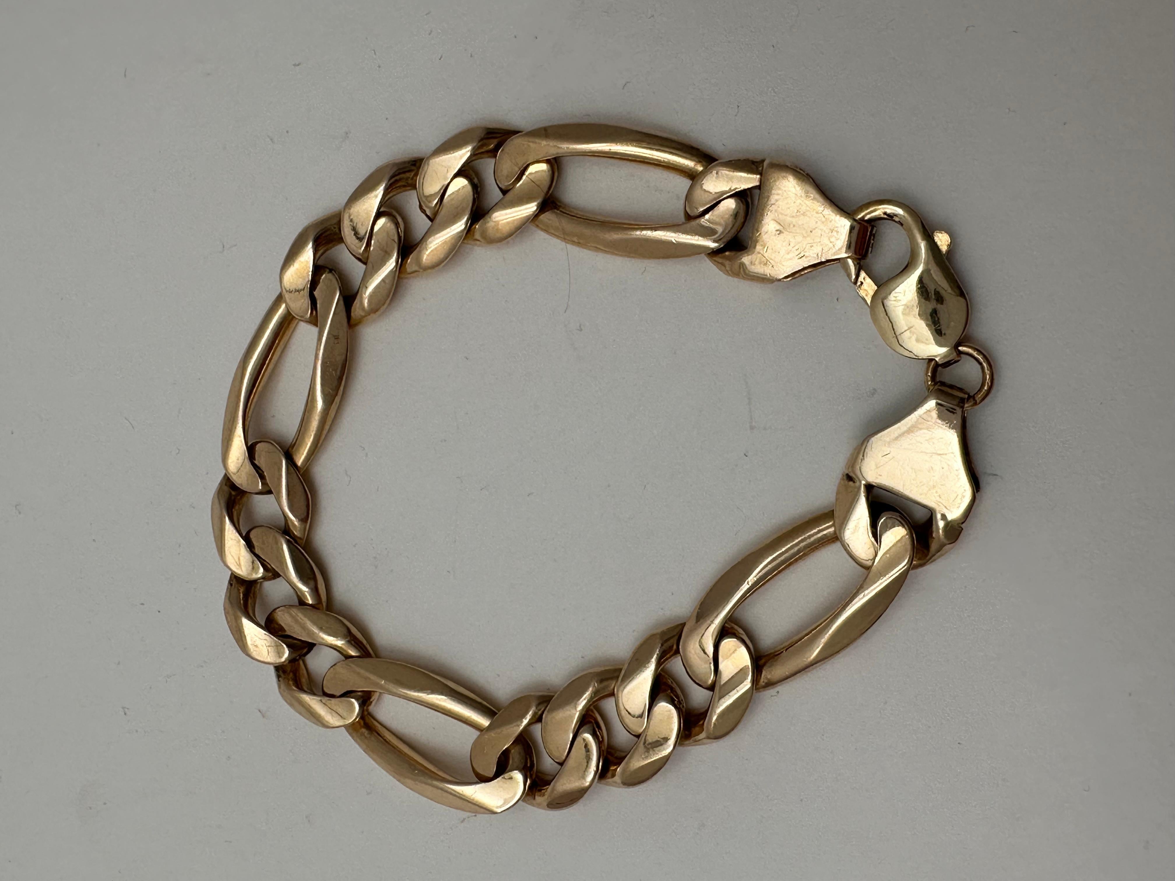 Moderne Bracelet Figaro en or jaune 14 carats ~ 1/2