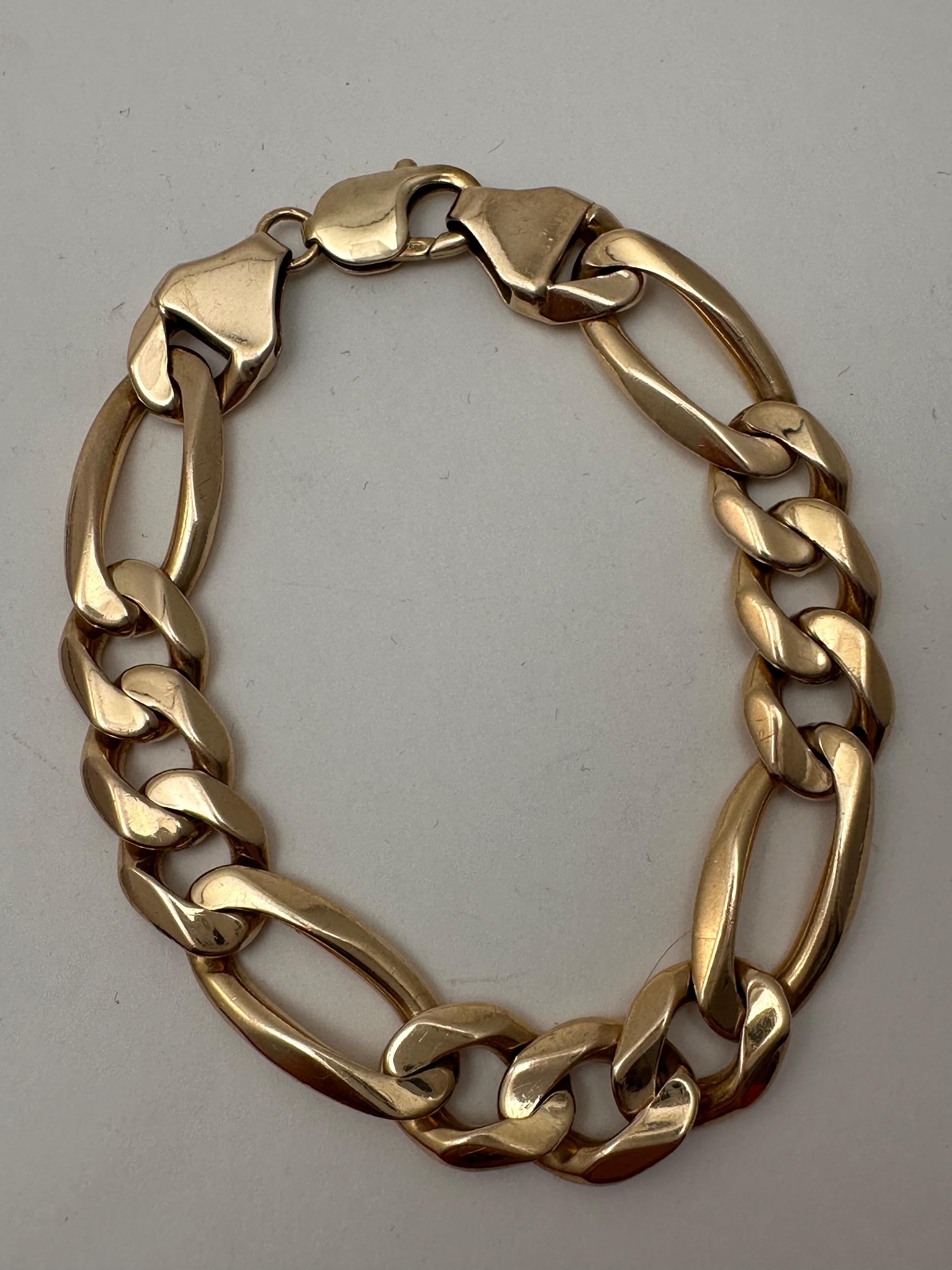 Bracelet Figaro en or jaune 14 carats ~ 1/2