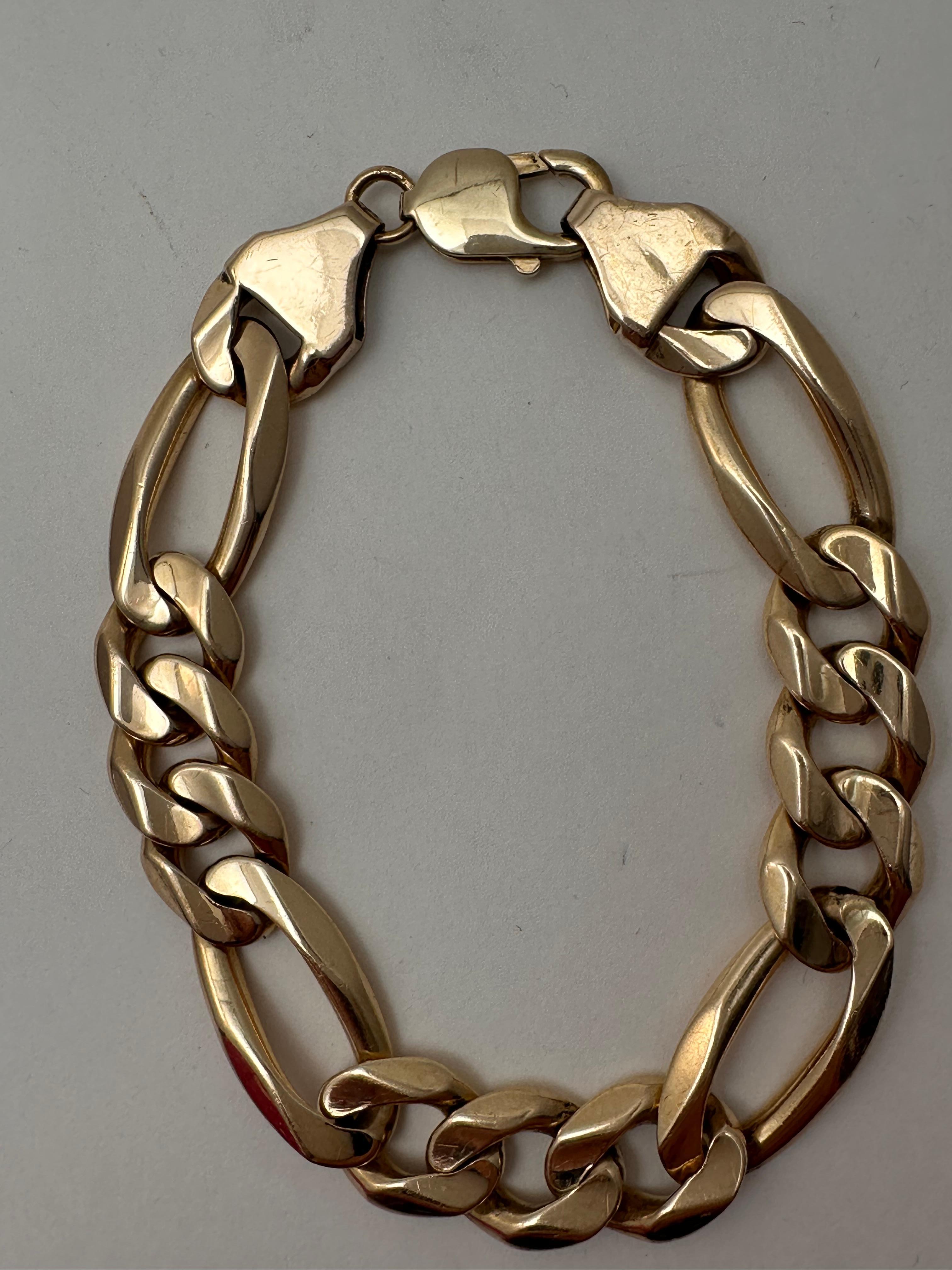 Bracelet Figaro en or jaune 14 carats ~ 1/2