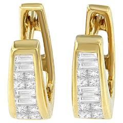 14k Gelbgold 1/2ct TDW Prinzessin und Baguette Diamant Ohrringe