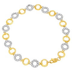 Bracelet circulaire en or jaune 14 carats avec diamants taille ronde de 1/2 carat