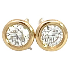14K Yellow Gold 1/2ctw Diamond Bezel Stud Earrings
