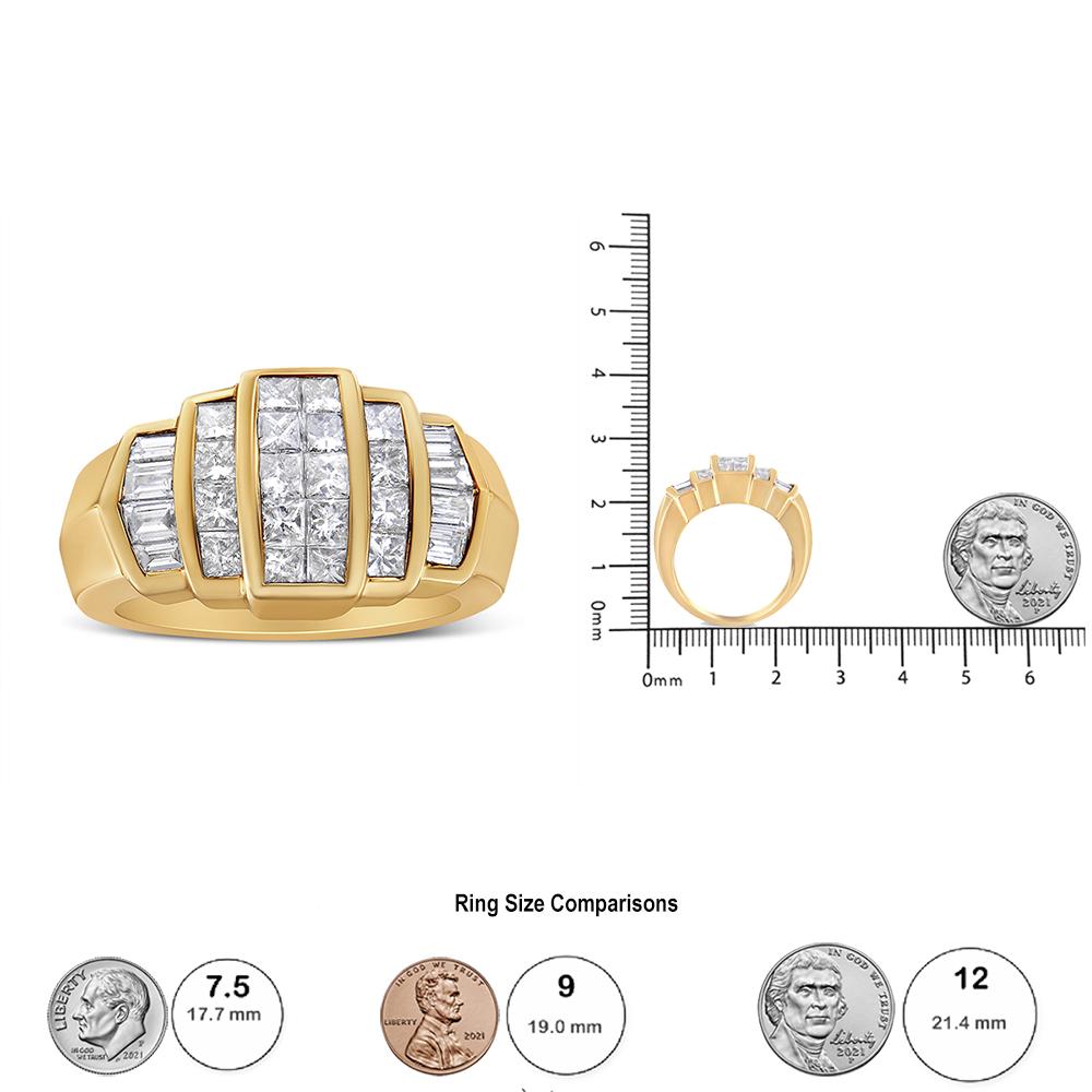 14K Yellow Gold 1 3/4 Carat Diamond Step Up Tapered Cocktail Ring Band In New Condition For Sale In New York, NY