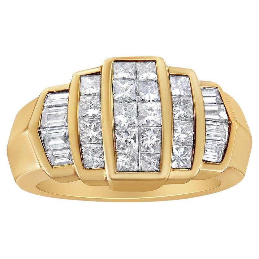 14K Yellow Gold 1 3/4 Carat Diamond Step Up Tapered Cocktail Ring Band