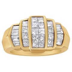 Anillo de oro amarillo de 14 quilates con diamantes de 1 3/4 quilates y forma cónica