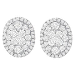 Clous d'oreilles en or jaune 14 carats avec diamants de forme ovale de 1 3/4 carat