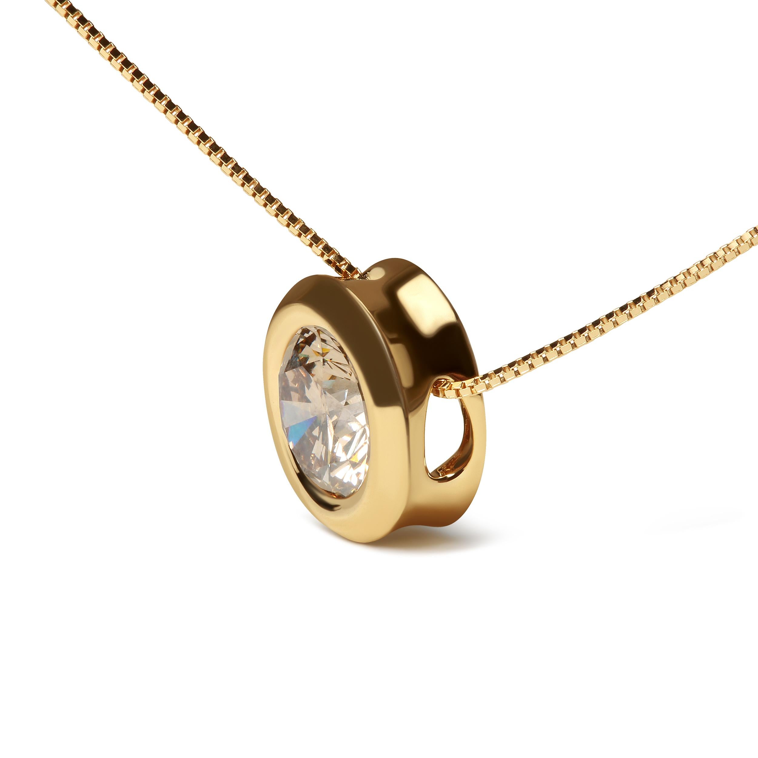 Modern 14K Yellow Gold 1 3/8 Cttw Champagne Diamond Solitaire Pendant Necklace