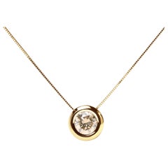 14K Yellow Gold 1 3/8 Cttw Champagne Diamond Solitaire Pendant Necklace