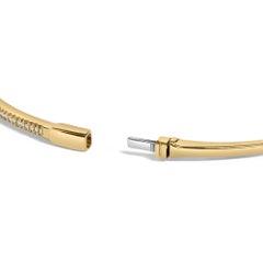 14K Yellow Gold 1/3 Cttw Diamond Half Eternity Bangle Bracelet