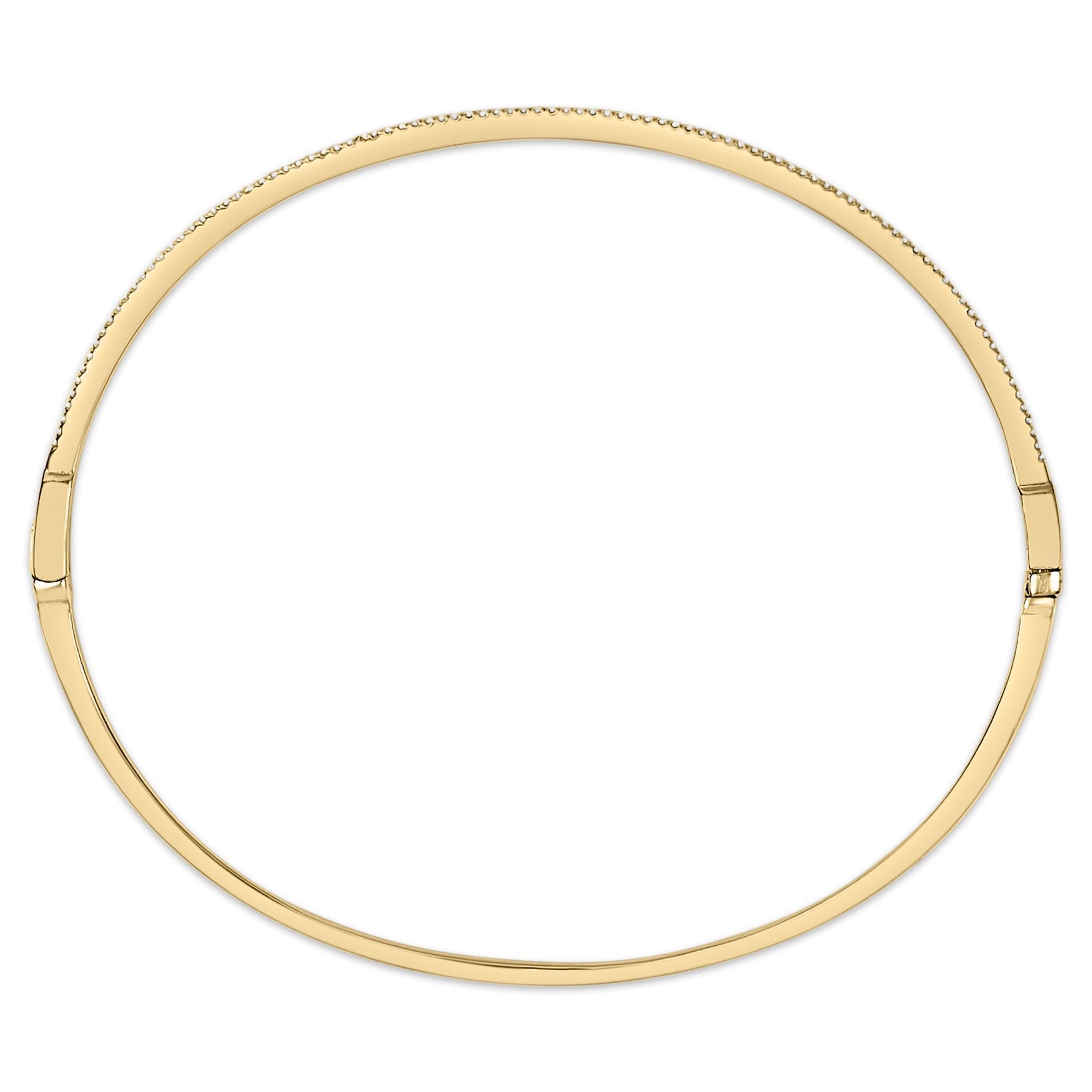 Modern 14K Yellow Gold 1/3 Cttw Diamond Half Eternity Bangle Bracelet For Sale