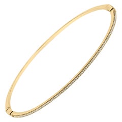14K Yellow Gold 1/3 Cttw Diamond Half Eternity Bangle Bracelet