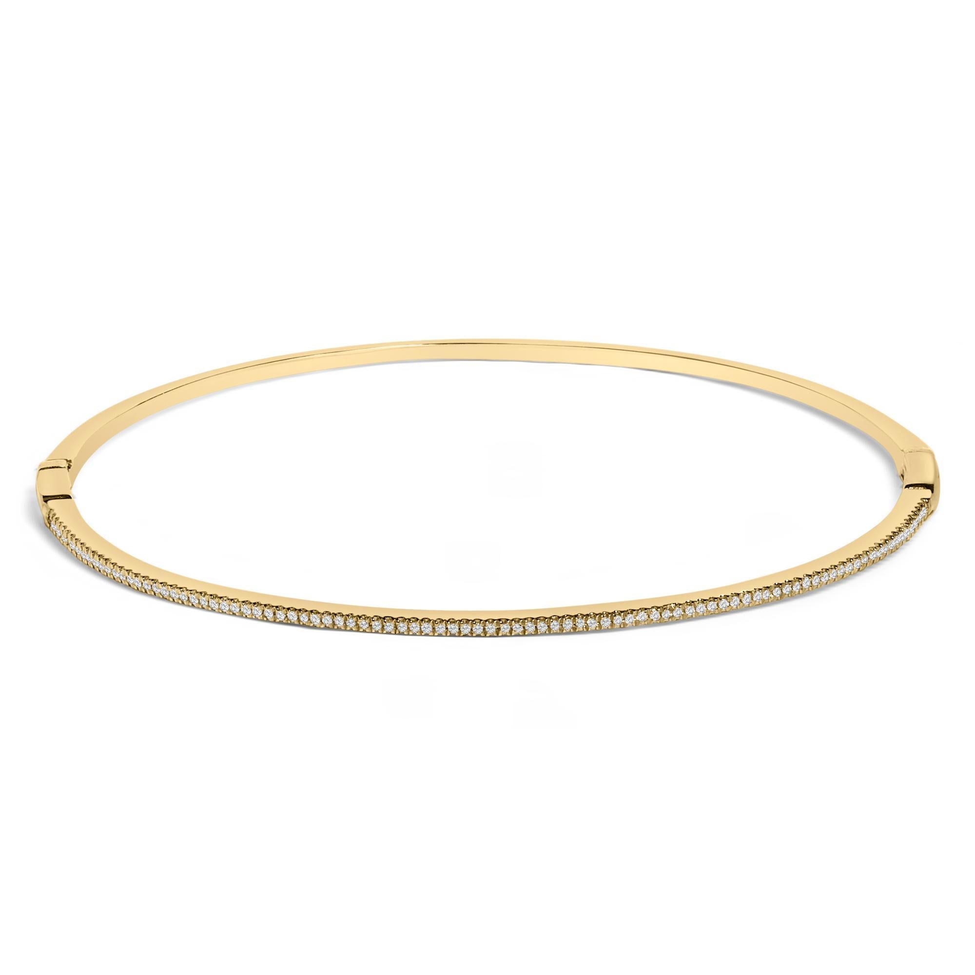 14K Yellow Gold 1/3 Cttw Diamond Half Eternity Bangle Bracelet