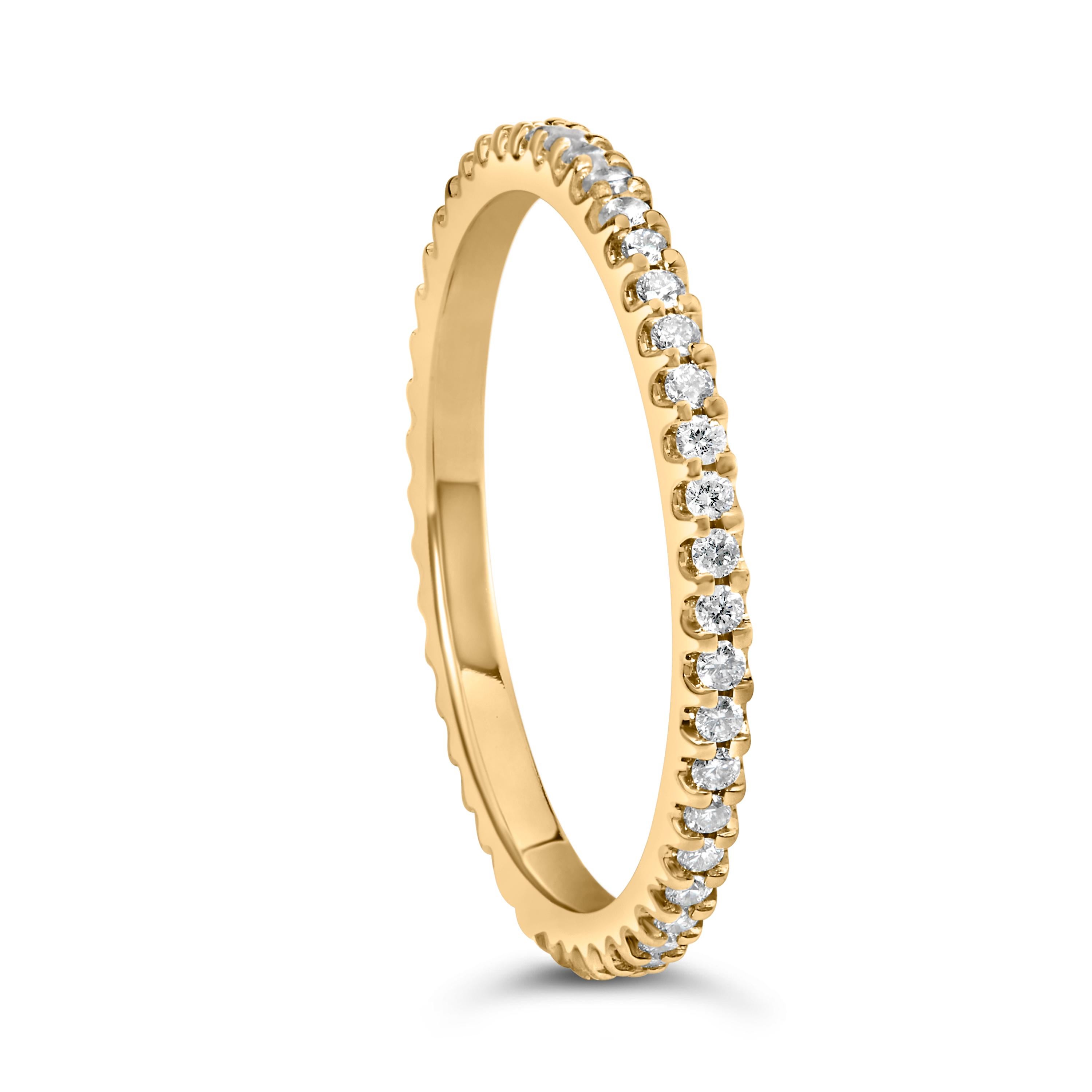 Bague d'éternité en or jaune 14 carats, diamants ronds sertis en griffes partagées de 1/3 carat 3