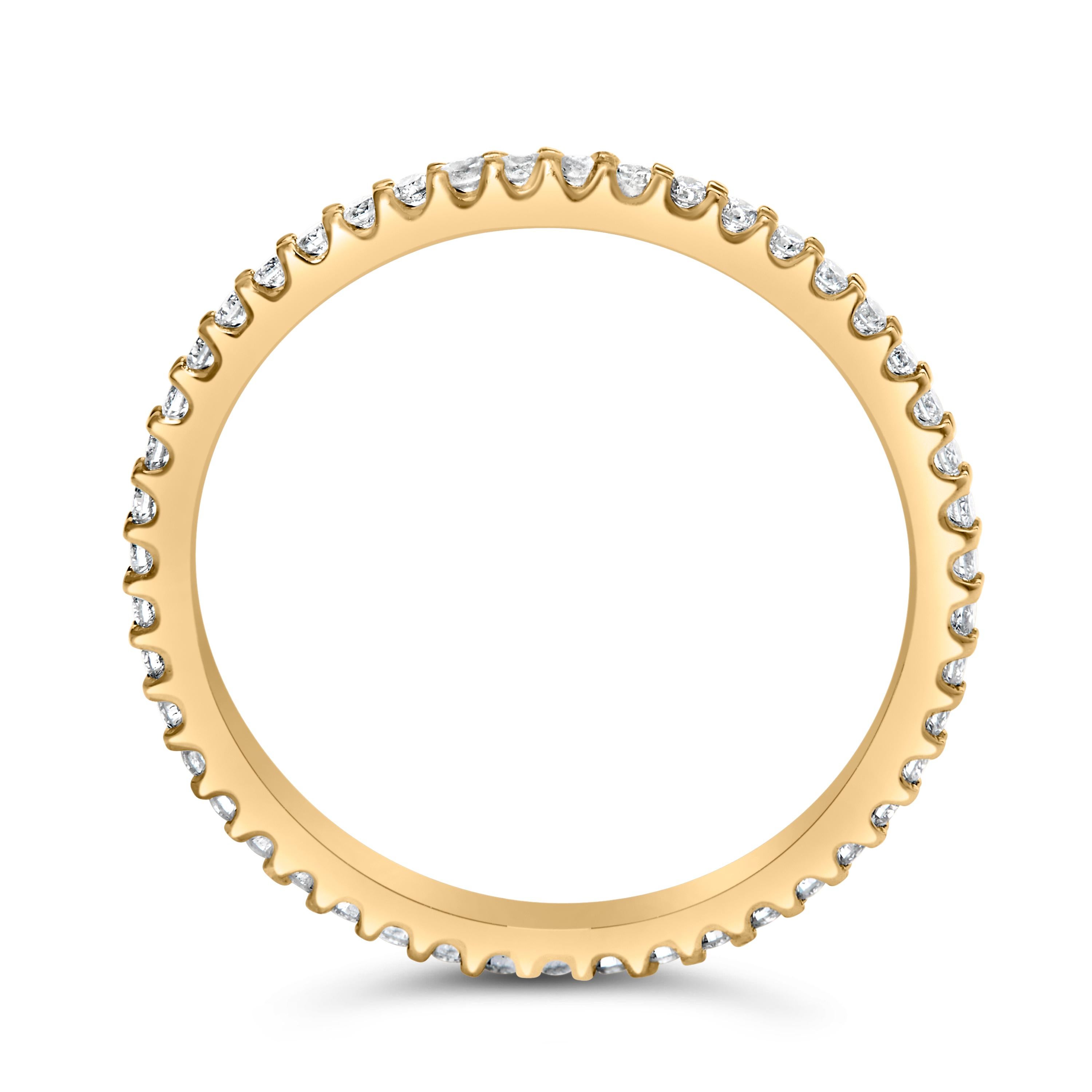 Bague d'éternité en or jaune 14 carats, diamants ronds sertis en griffes partagées de 1/3 carat 4