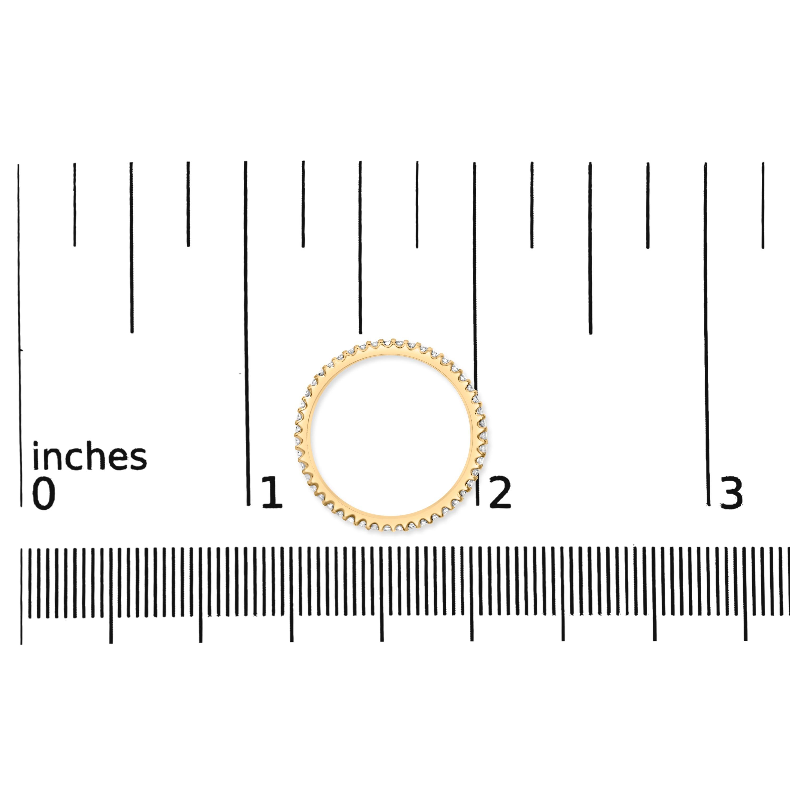 Bague d'éternité en or jaune 14 carats, diamants ronds sertis en griffes partagées de 1/3 carat 5