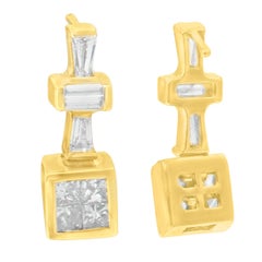 Pendientes de aro de oro amarillo de 14 quilates con diamantes de 1/3 quilates
