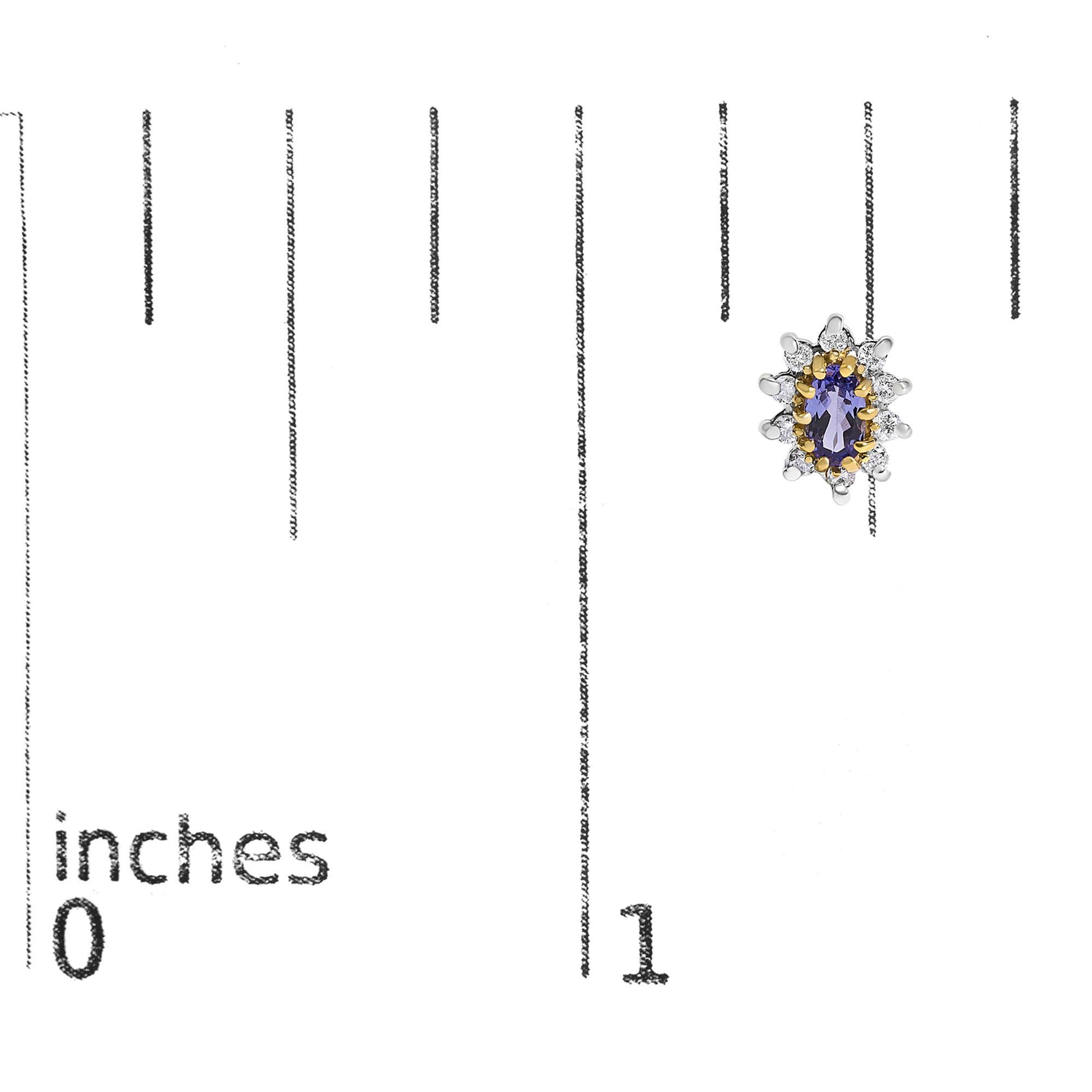 Orecchino con perno in oro giallo 14K con diamante da 1/4 di carato e tanzanite blu-viola In condizioni Nuovo in vendita a New York, NY