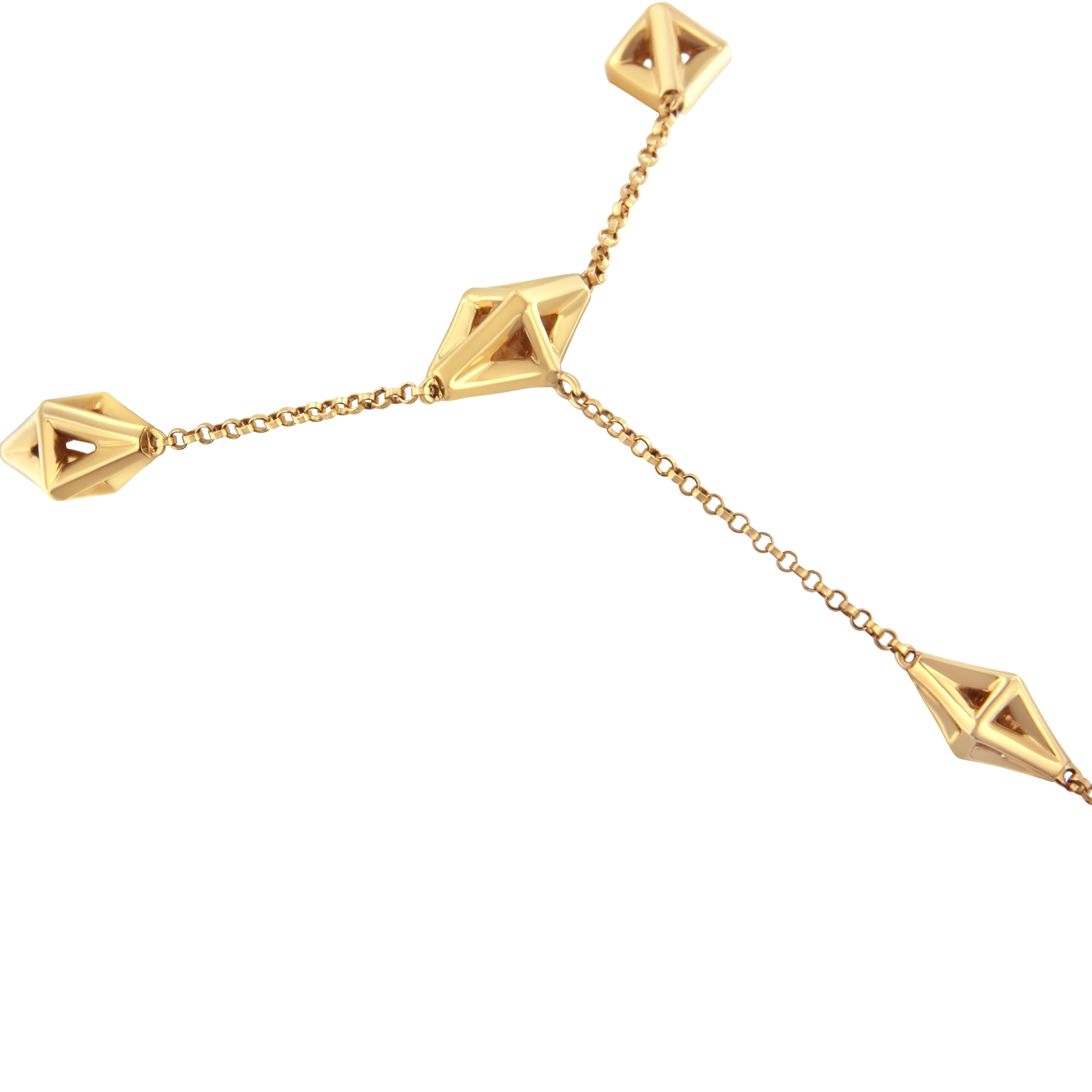 Moderne Chaîne de bague et bracelet en or jaune 14 carats avec diamants 1/4 carat en vente