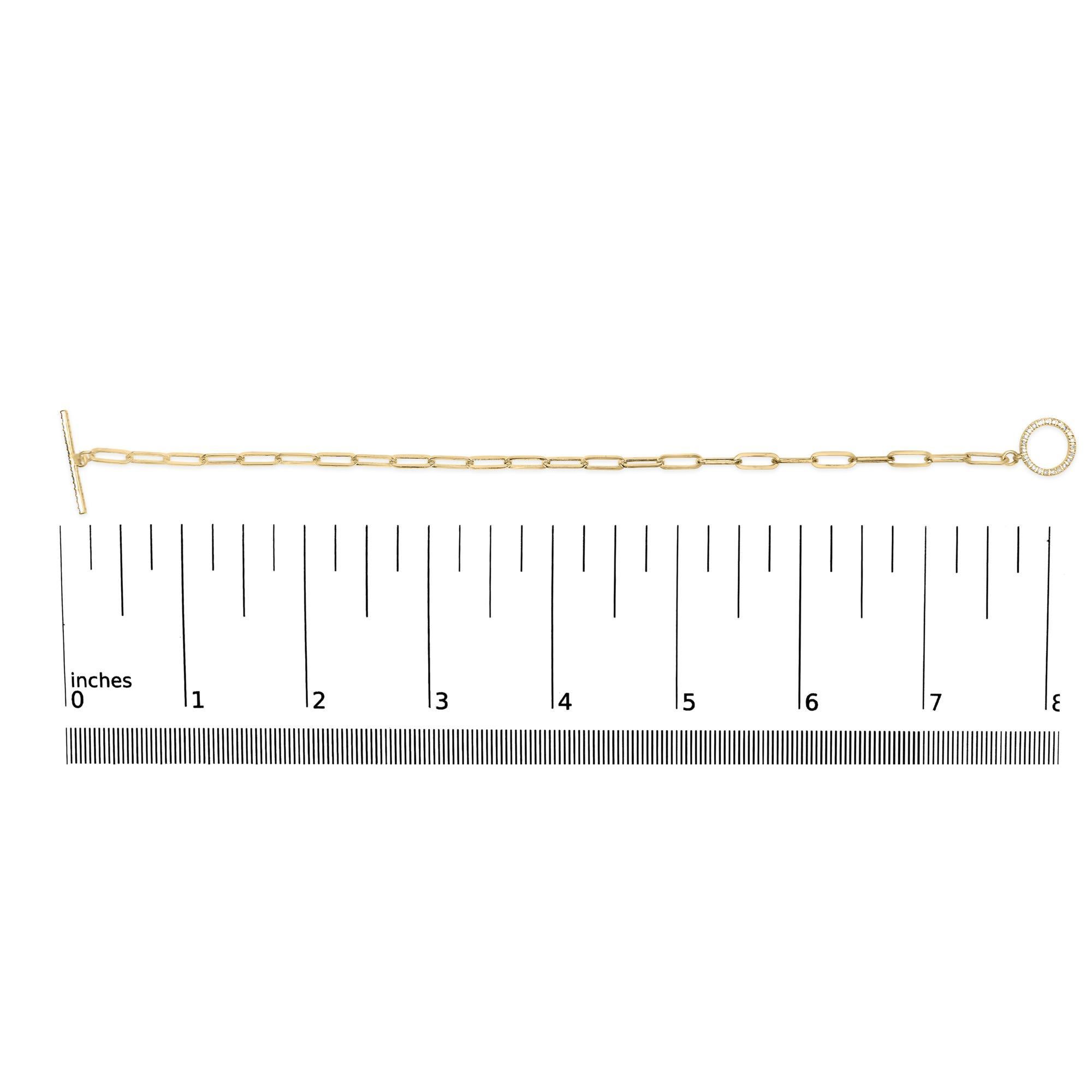 Bracelet à barre et cercle en or jaune 14 carats avec diamants 1/4 carat Neuf - En vente à New York, NY