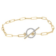 Bracelet à barre et cercle en or jaune 14 carats avec diamants 1/4 carat