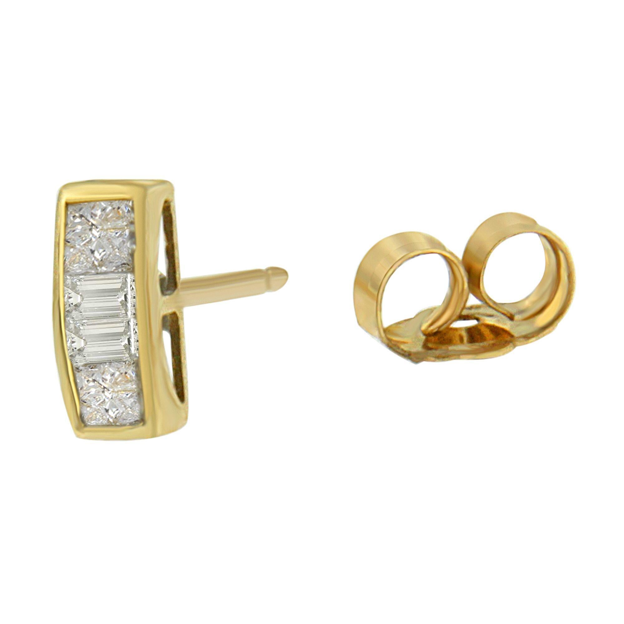 Moderno Orecchini in oro giallo 14k con diamanti 1/4ct TDW in vendita