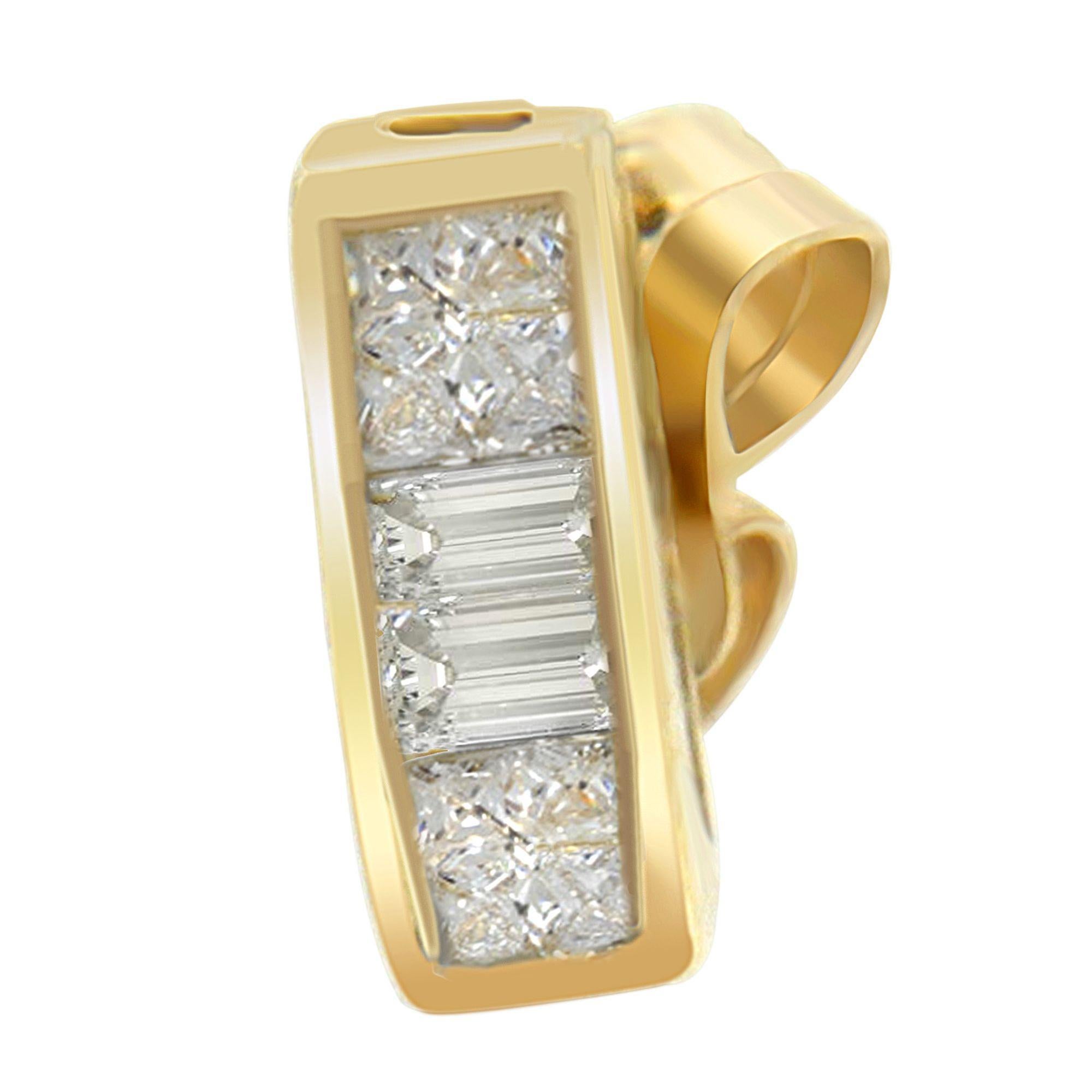 Taglio baguette Orecchini in oro giallo 14k con diamanti 1/4ct TDW in vendita