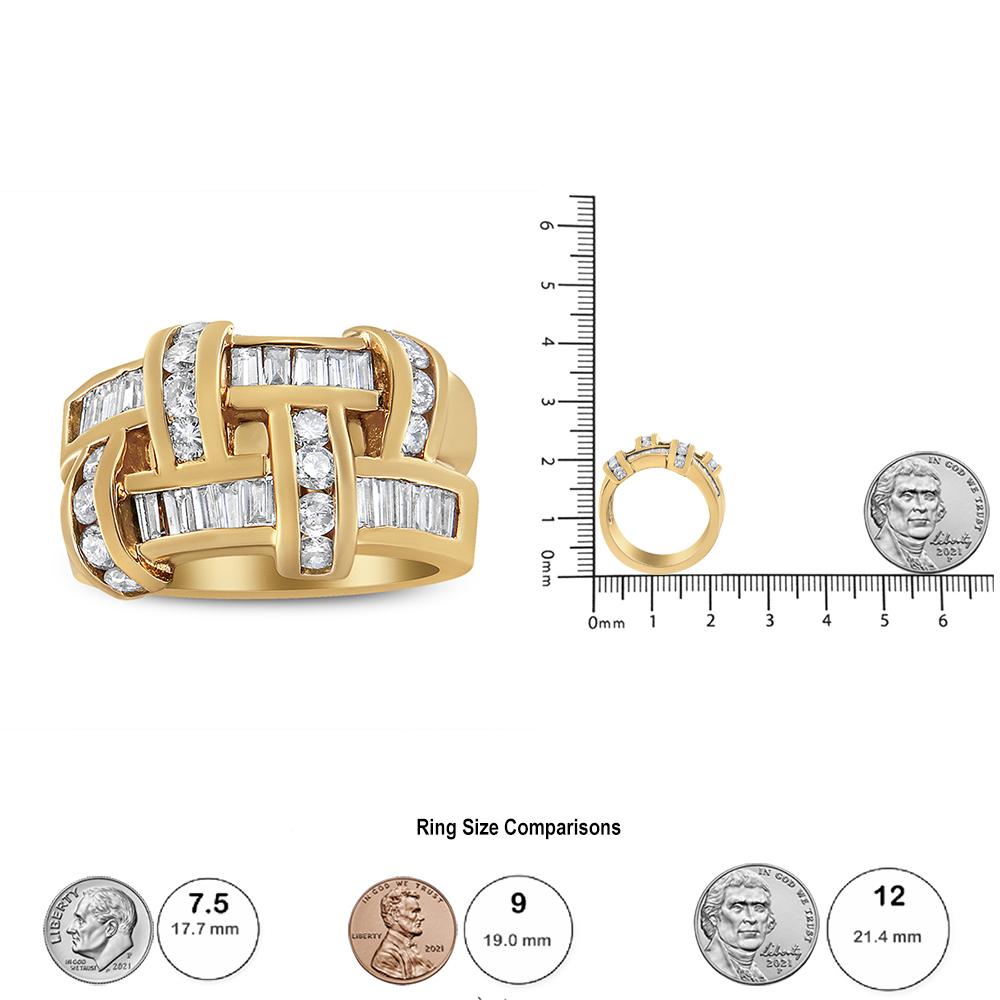 Or jaune 14K 1 5/8 Cttw Diamond Lattice Grid Design Band- Taille de bague 6 Neuf - En vente à New York, NY