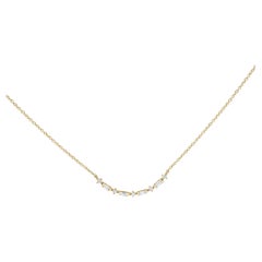 Collier pendentif en or jaune 14 carats avec diamants 1/5 carat de forme mixte et barre courbée de 18 pouces