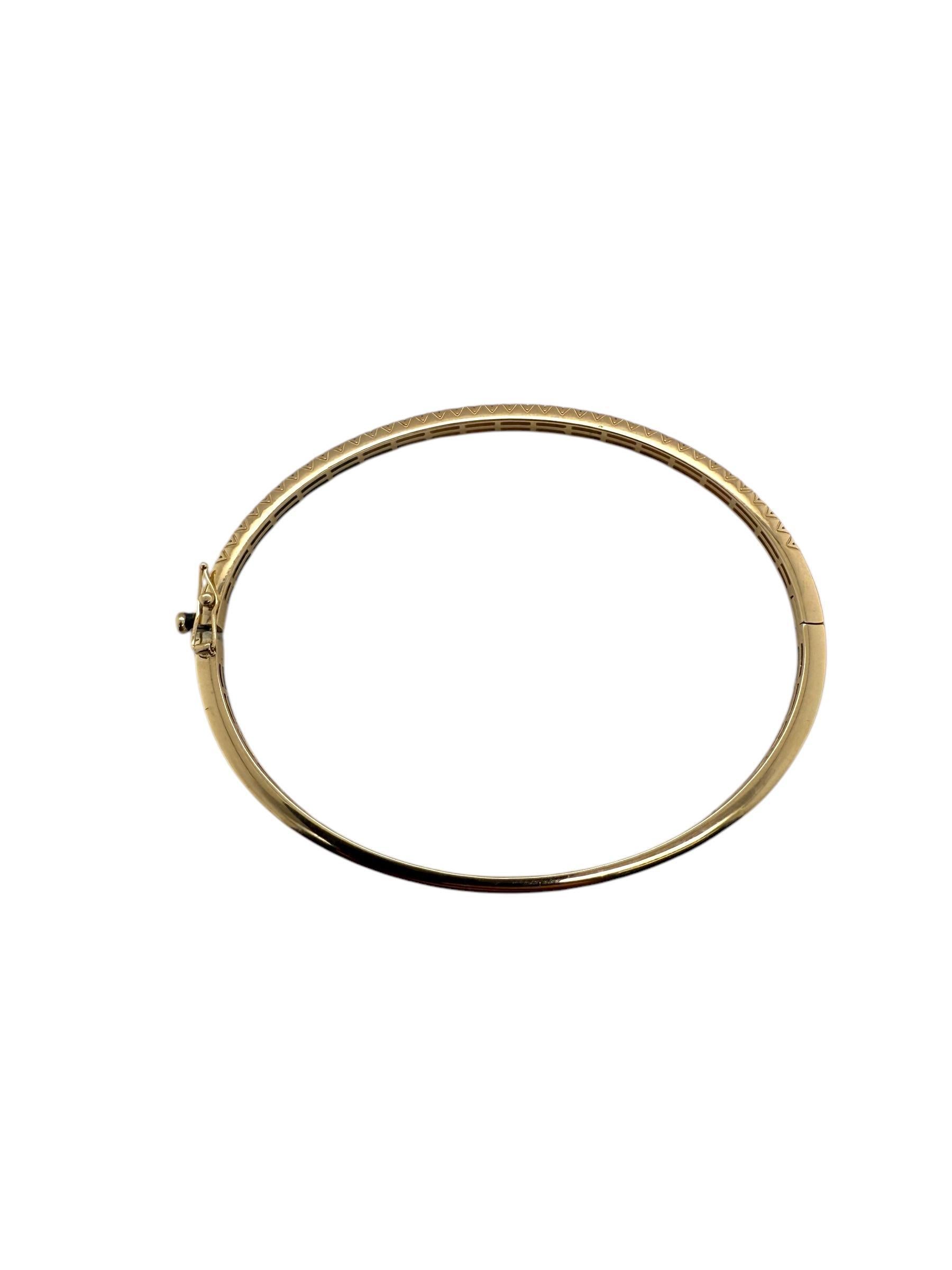 Bracelet jonc en or jaune 14 carats avec diamants de 1 carat en vente 1