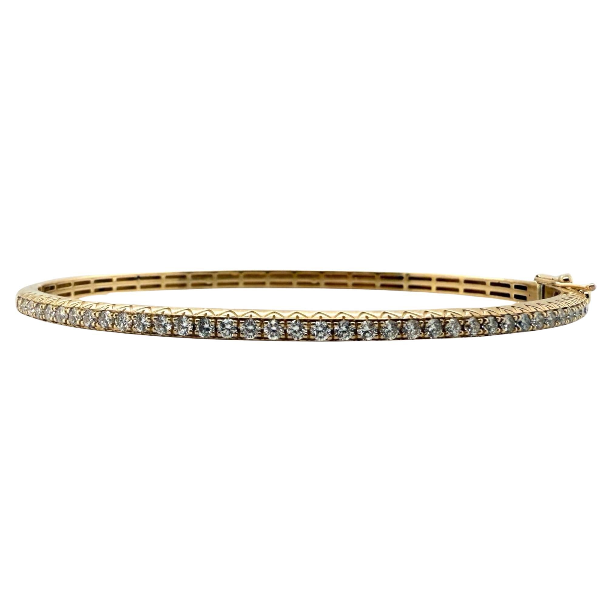 14K Yellow Gold 1 Carat Diamond Bangle Bracelet