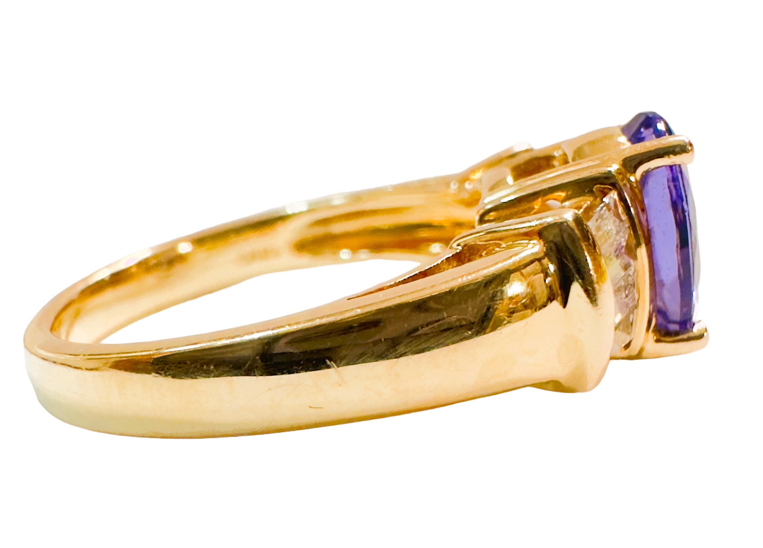 Art Deco 14k Yellow Gold 1 Ct Iolit Diamond & .5 CT White Diamond Ring w Appraisal