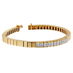 Pulsera de oro amarillo de 14 quilates con diamantes talla princesa de 1,0 quilates
