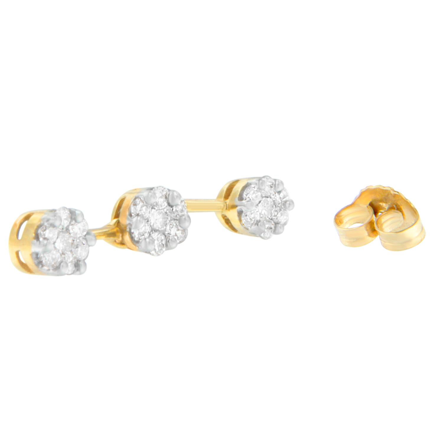 Contemporary 14K Yellow Gold 1.0 Carat Round Diamond Earring