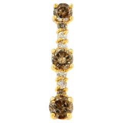 Halskette mit Tropfenanhänger, 1,0 Karat Weiß- und Champagner-Diamant, 14 Karat Gelbgold