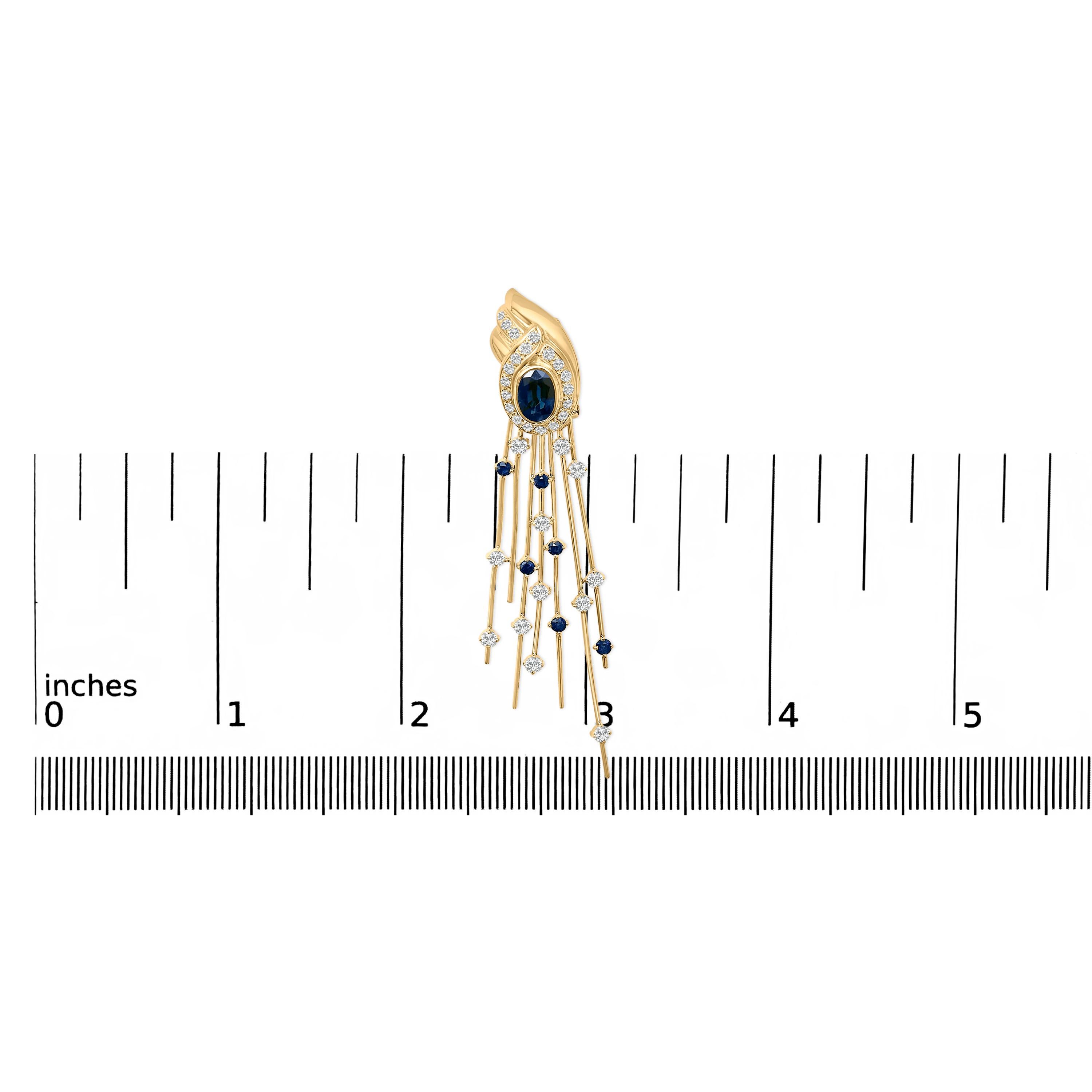 Lassen Sie sich von der königlichen Eleganz dieser atemberaubenden Kronleuchter-Ohrringe verzaubern, die meisterhaft aus strahlendem 14-karätigem Gelbgold gefertigt sind. Natürliche Saphire, die behandelt wurden, um ihre azurblaue Brillanz zu