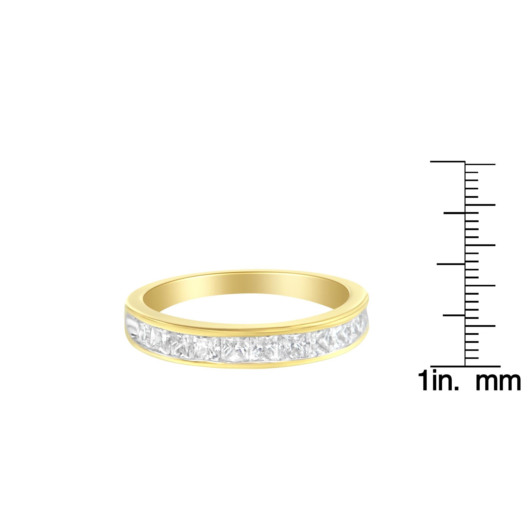 Princess Cut 14K Yellow Gold 1.0 Cttw Diamond Channel Band Ring For Sale