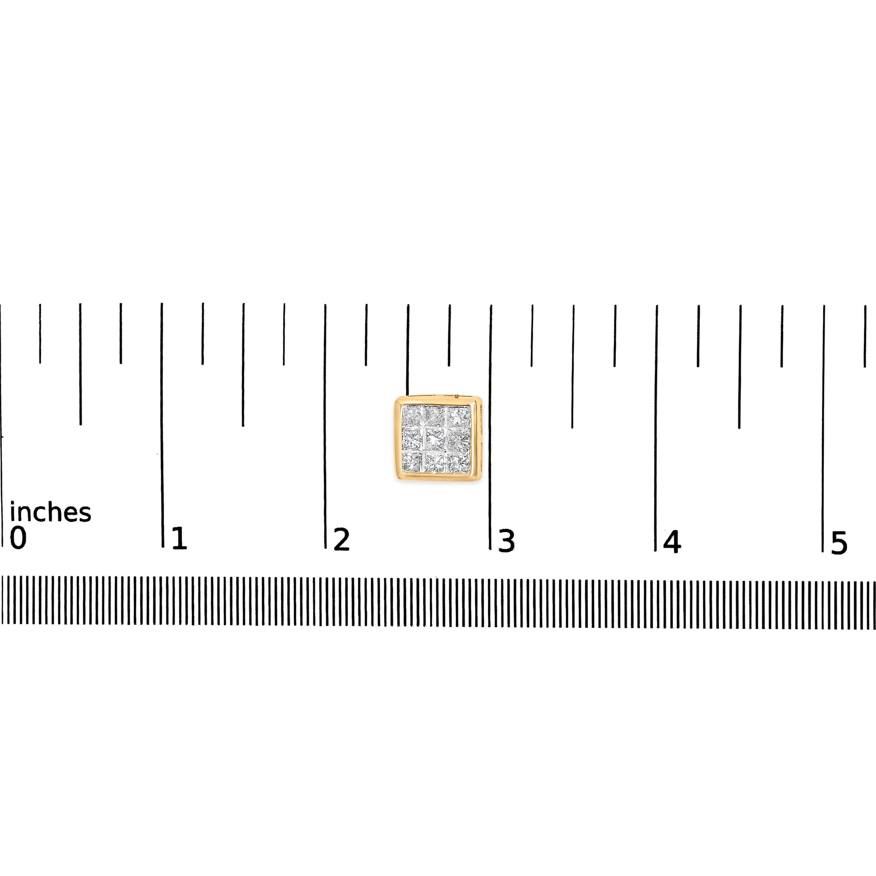 Pendientes compuestos de oro amarillo de 14 quilates con diamantes de 1,0 qt y cierre de rosca Corte princesa en venta
