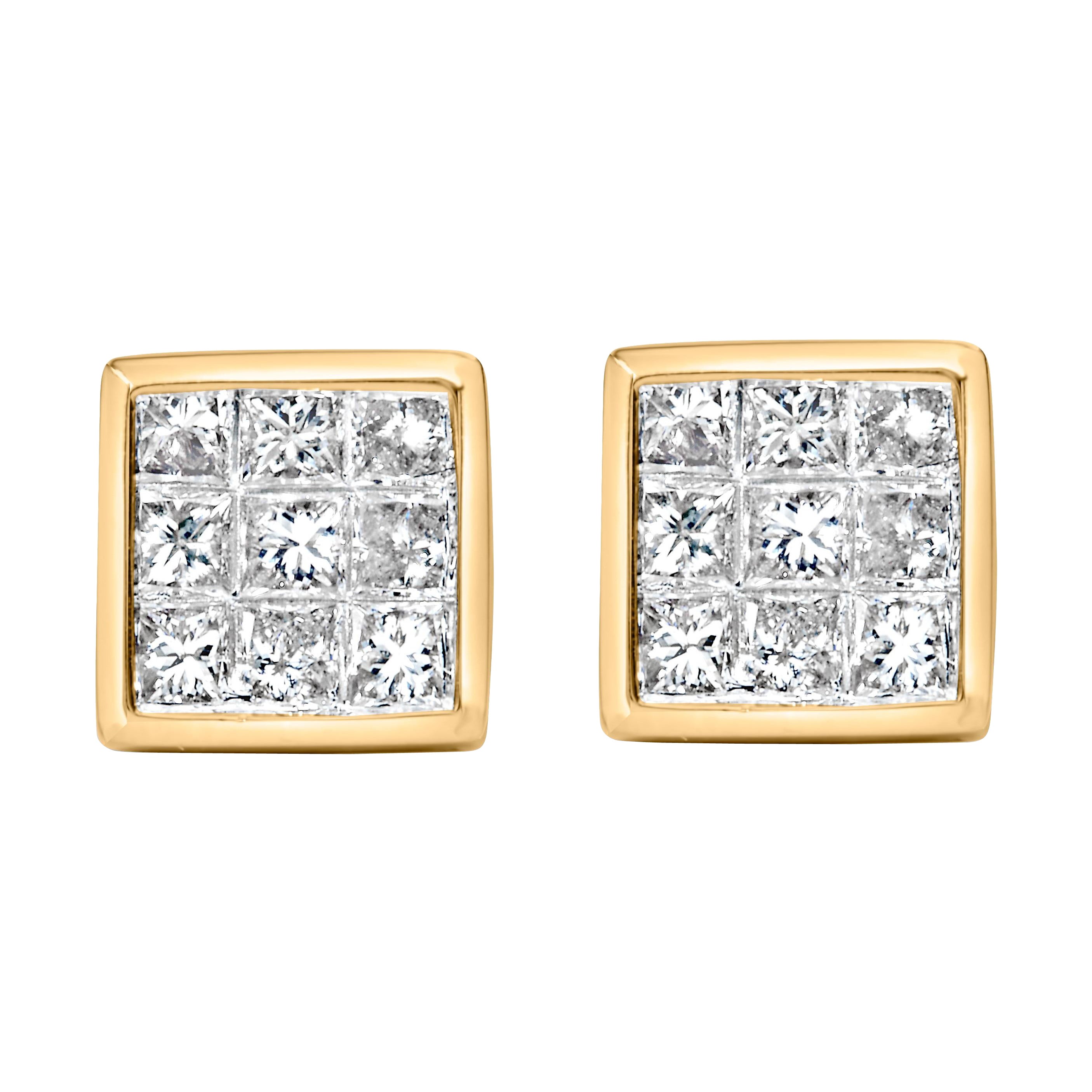 14K Gelbgold 1,0 Karat Gesamtdiamant-Komposit-Ohrstecker mit Schraubenverschluss