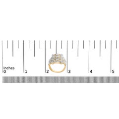 14K Yellow Gold 1.0 Cttw Diamond Geometric Stacked Open Cocktail Ring
